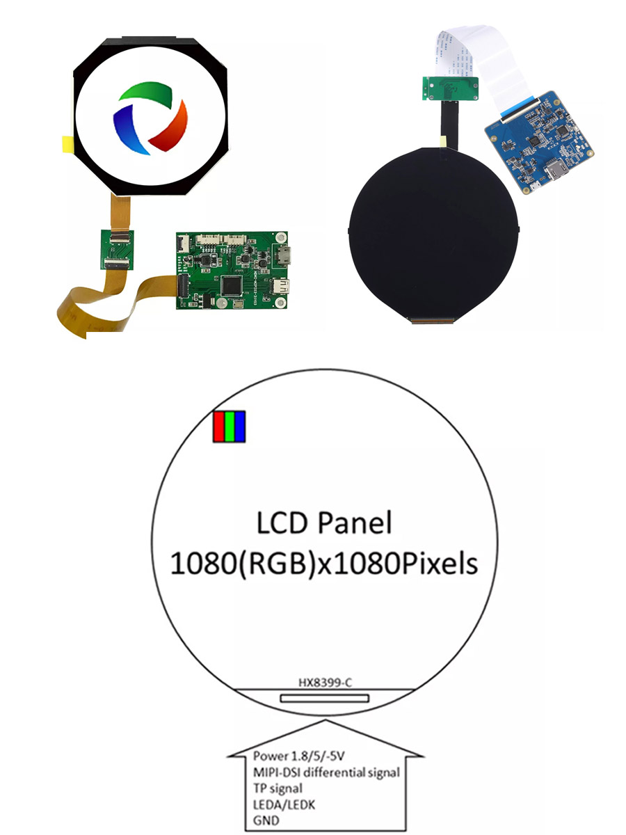 LCD显示模组圆形系列5寸屏幕